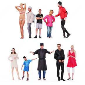 现代男女老少3D模型下载